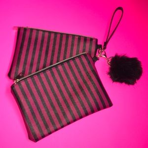 pink & black double wristlet